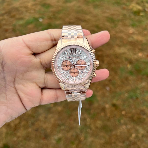 MICHAEL KORS LEXINGTON unisex  WATCH  ROSE GOLD jubilee bracelet - Picture 1 of 12